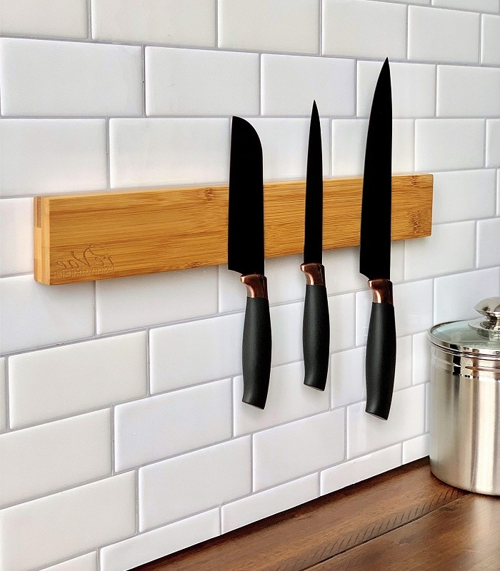 Install a magnetic knife rack